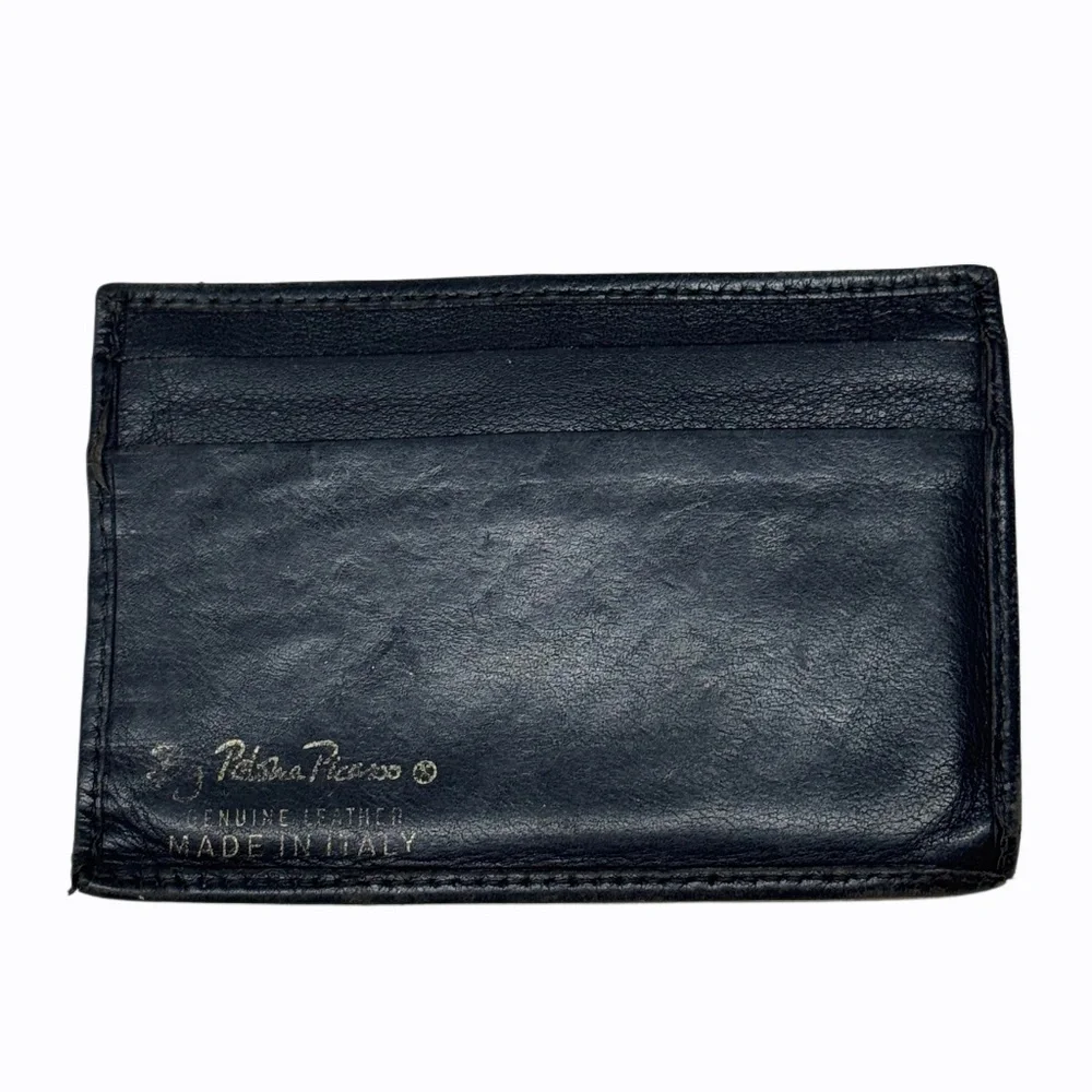 Vintage Paloma Picasso Black Leather Wallet / Card Holder Made in Italy